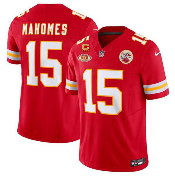 Men’s Kansas City Chiefs #15 Patrick Mahomes Red 2024 F.U.S.E. With "NKH" Patch And 4-star C Patch Vapor Untouchable Limited Football Stitched Jersey