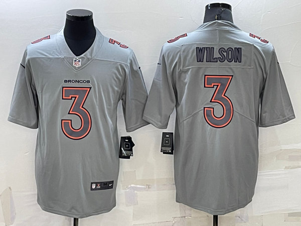 Men's Denver Broncos #3 Russell Wilson Gray Atmosphere Fashion Stitched Jersey