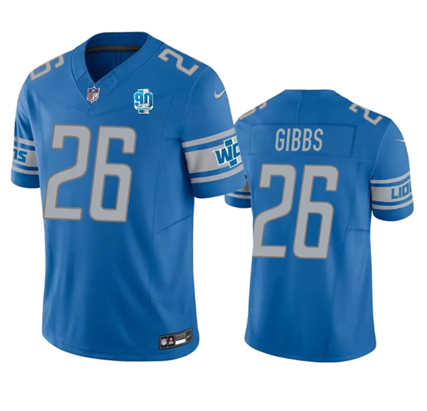 Men's Detroit Lions #26 Jahmyr Gibbs Blue 2023 F.U.S.E. 90th Anniversary Vapor Untouchable Limited Stitched Jersey