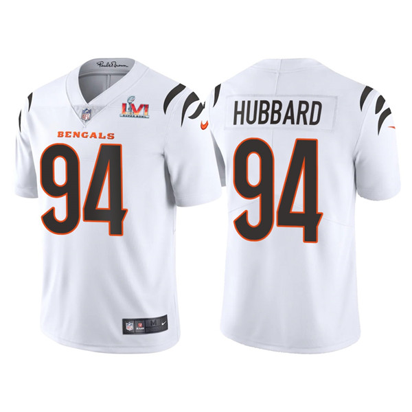 Men's Cincinnati Bengals #94 Sam Hubbard 2022 White Super Bowl LVI Vapor Limited Stitched Jersey