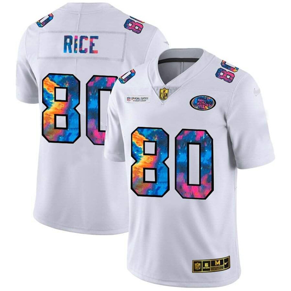 Men's San Francisco 49ers #80 Jerry Rice 2020 White Crucial Catch Limited Stitched NFL Jersey