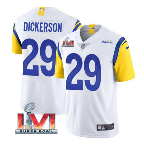 Men's Los Angeles Rams #29 Eric Dickerson White 2022 Super Bowl LVI Vapor Limited Stitched Jersey