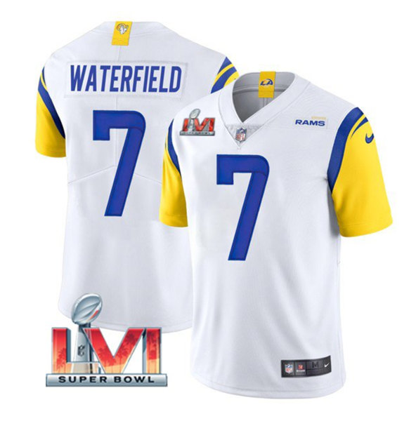 Men's Los Angeles Rams #7 Bob Waterfield White 2022 Super Bowl LVI Vapor Limited Stitched Jersey
