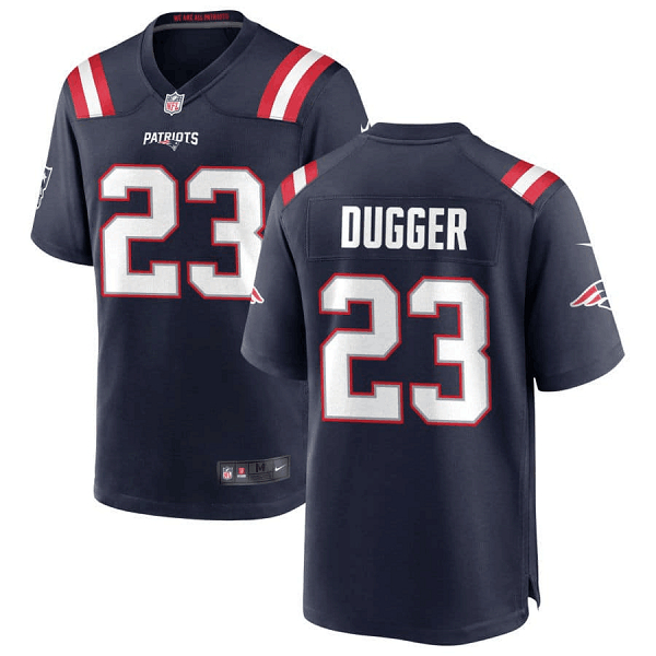 Men's New England Patriots #23 Kyle Dugger Navy Stitched Game Jersey