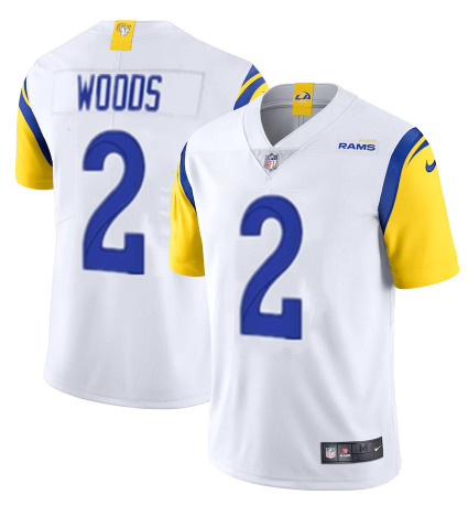 Men's Los Angeles Rams #2 Robert Woods 2021 White Vapor Untouchable Limited Alternate Stitched NFL Jersey (Check description if you want Women or Youth size)