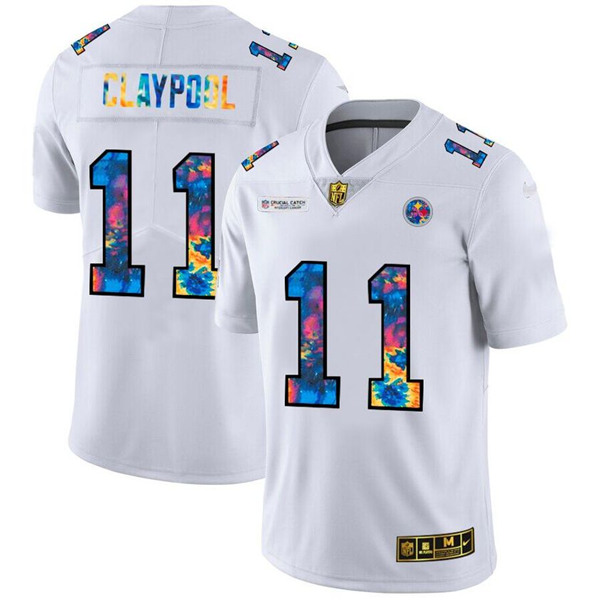Men's Pittsburgh Steelers #11 Chase Claypool 2020 White Crucial Catch Limited Stitched NFL Jersey