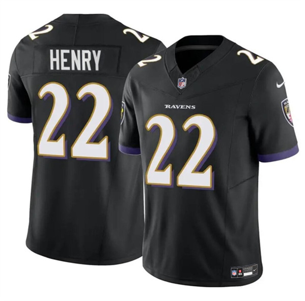 Men's Baltimore Ravens #22 Derrick Henry 2023 F.U.S.E. Black Vapor Limited Football Stitched Jersey