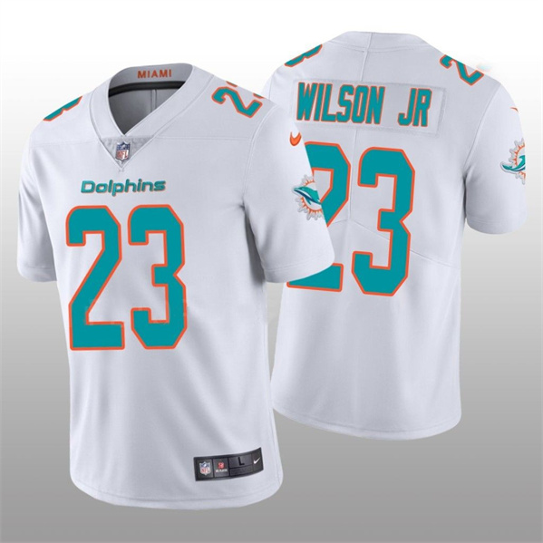 Men's Miami Dolphins #23 Jeff Wilson Jr 2022 White Vapor Untouchable Limited Stitched Jersey