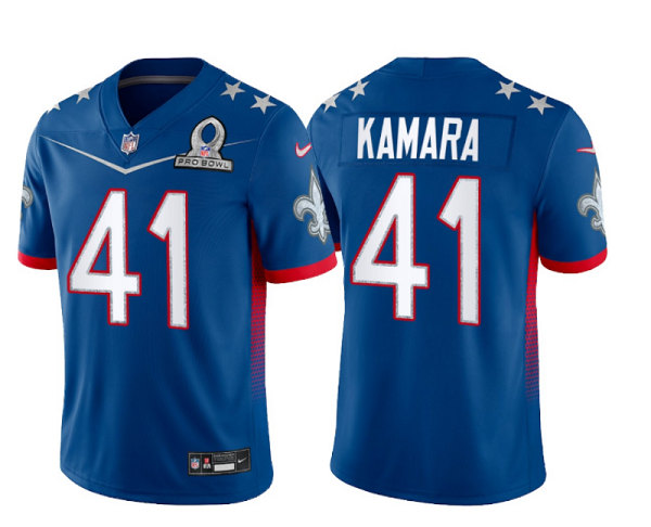 Men's New Orleans Saints #41 Alvin Kamara 2022 Royal Pro Bowl Stitched Jersey