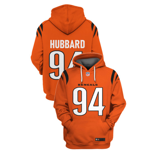 Men's Cincinnati Bengals #94 Sam Hubbard 2021 Orange Pullover Hoodie