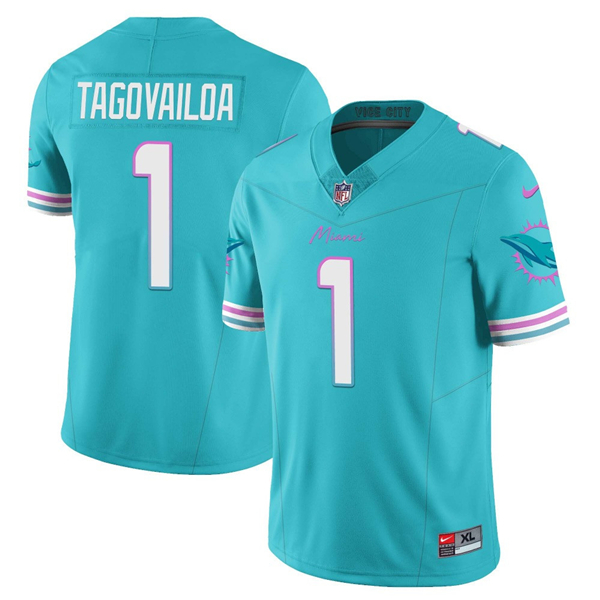 Men's Miami Dolphins #1 Tua Tagovailoa Aqua 2023 F.U.S.E Alternate Vapor Limited Football Stitched Jersey