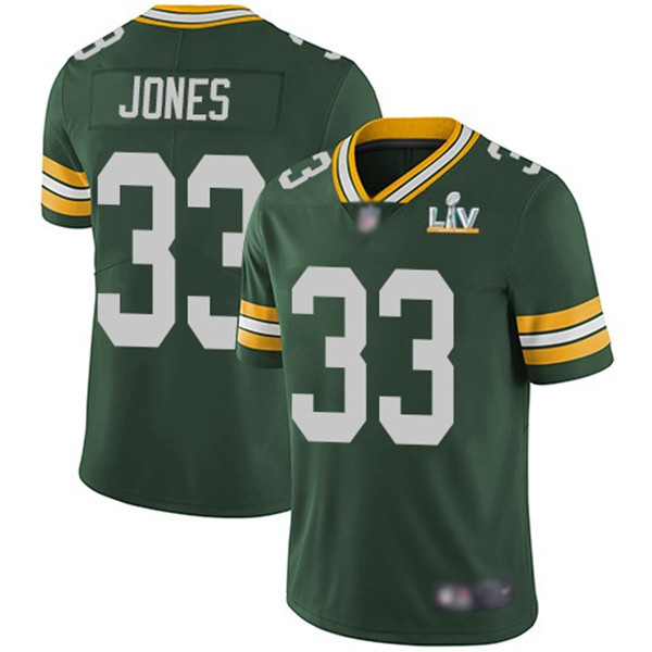 Men's Green Bay Packers #33 Aaron Jones Green 2021 Super Bowl LV Stitched NFL Jersey