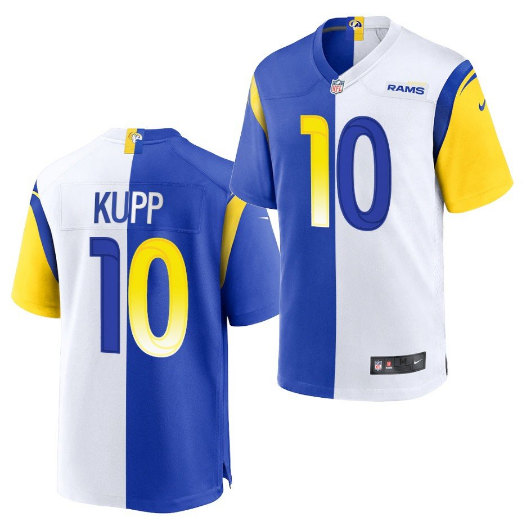 Men's Los Angeles Rams #10 Cooper Kupp Royal/White Split Stitched Football Jersey