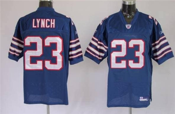 Men's Buffalo Bills #23 Marshawn Lynch Blue Mitchell and Ness Throwback Stitched Jersey