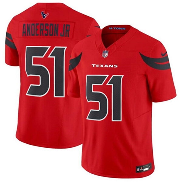 Men's Houston Texans ACTIVE PLAYER Custom Red 2024 Alternate F.U.S.E Vapor Football Stitched Jersey