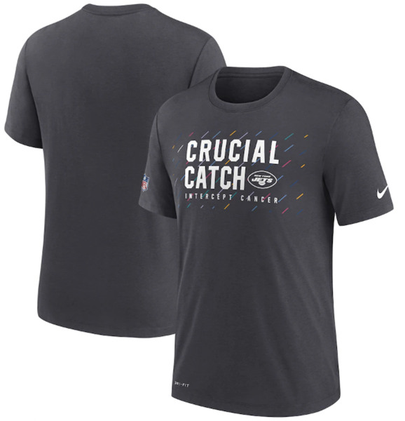 Men's New York Jets Charcoal 2021 Crucial Catch Performance T-Shirt
