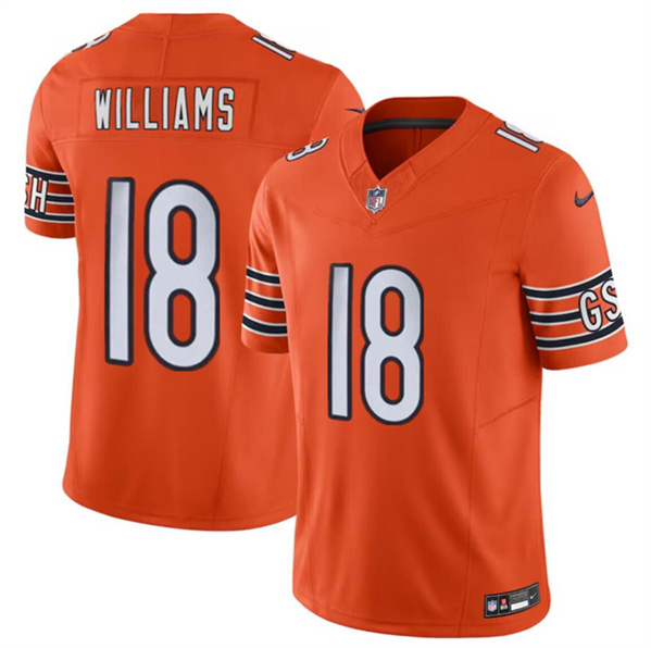 Men's Chicago Bears #18 Caleb Williams Orange 2024 Draft F.U.S.E. Vapor Football Stitched Jersey