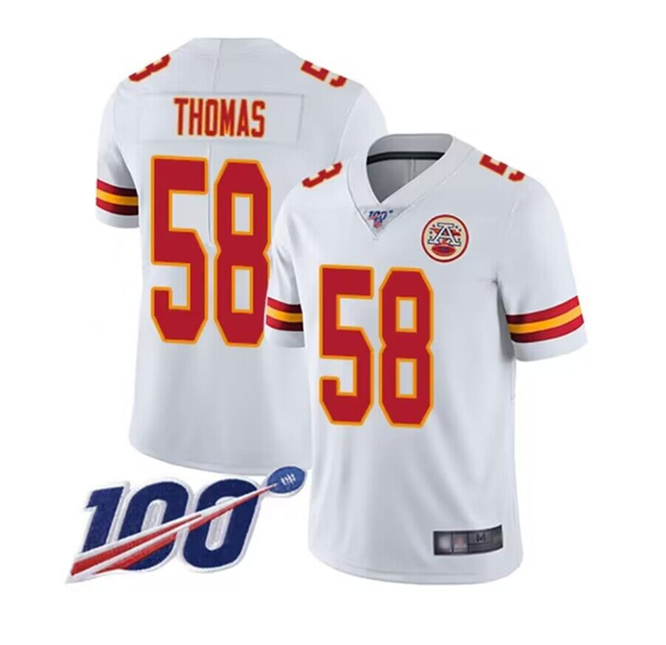 Men’s Kansas City Chiefs #58 Derrick Thomas White 2019 100th Season Vapor Untouchable Limited Stitched Jersey