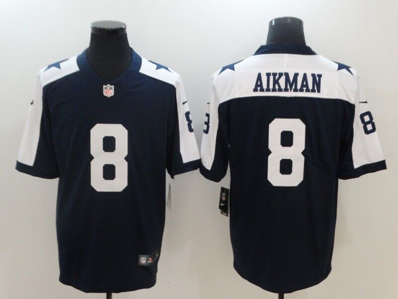 Men's Nike Dallas Cowboys #8 Troy Aikman Navy Blue Thanksgiving Vapor Untouchable Throwback Limited Stitched NFL Jersey