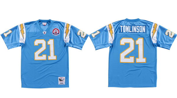 Men's Los Angeles Chargers #21 LaDainian Tomlinson Blue 2009 Stitched Game Jersey