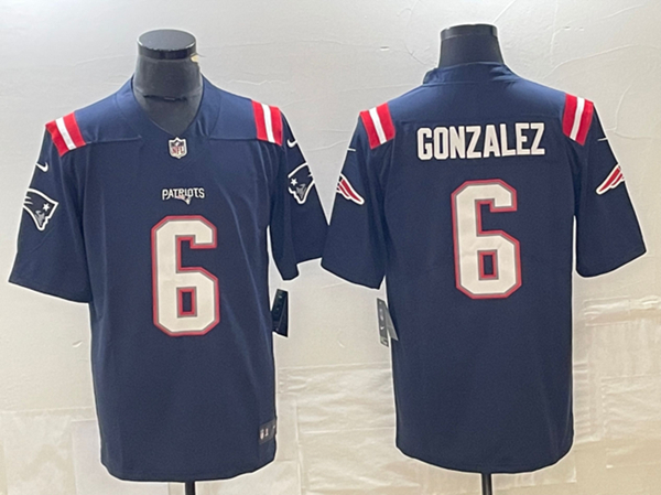 Men's New England Patriots #6 Christian Gonzalez Navy Vapor Untouchable Limited Football Stitched Jersey