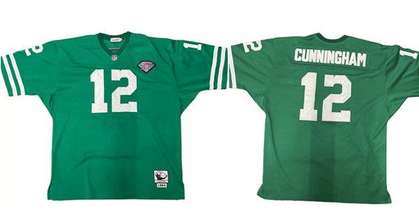 Men's Philadelphia Eagles #12 Randall Cunningham Green 1994 75th Anniversary Stitched Jersey