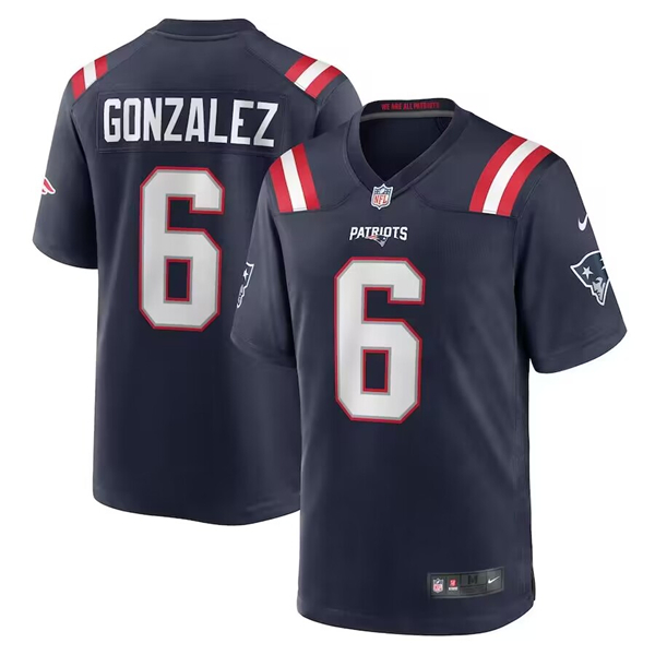 Men's New England Patriots #6 Christian Gonzalez Navy Football Stitched Game Jersey