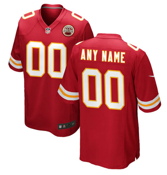 Men's Kansas City Chiefs Customized Red Stitched Game Jersey (Check description if you want Women or Youth size)