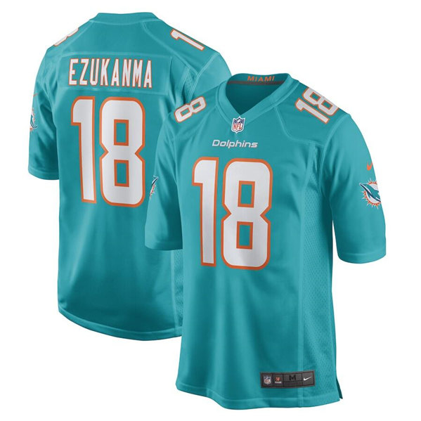 Men's Miami Dolphins #18 Erik Ezukanma Aqua Stitched Game Jersey