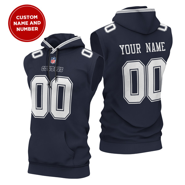 Men's Dallas Cowboys Customized Navy Limited Edition Sleeveless Hoodie