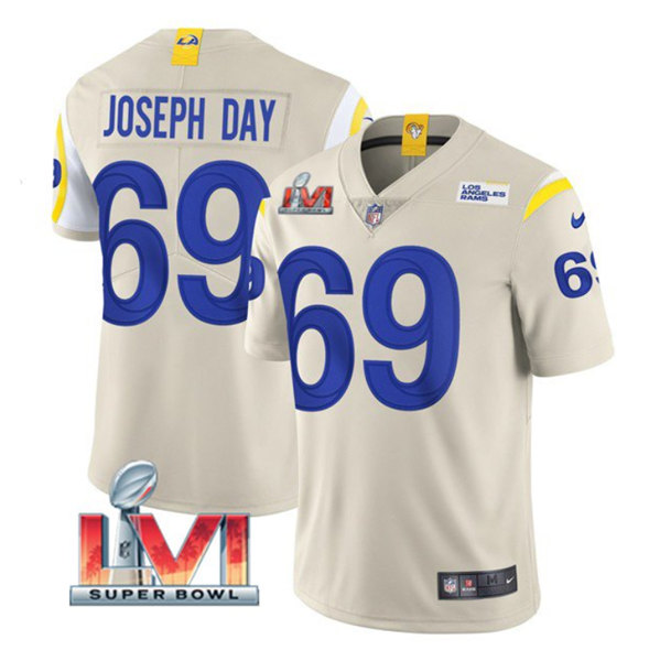 Men's Los Angeles Rams #69 Sebastian Joseph-Day Bone 2022 Super Bowl LVI Vapor Limited Stitched Jersey