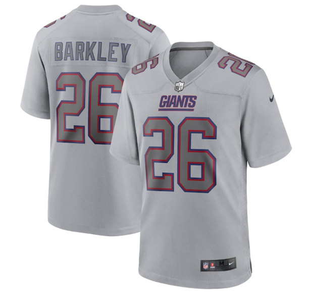 Men's New York Giants #26 Saquon Barkley Gray Atmosphere Fashion Stitched Game Jersey