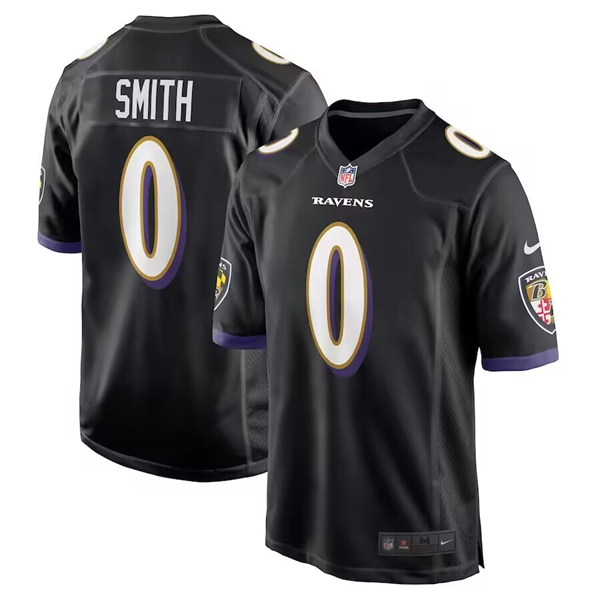 Men's Baltimore Ravens #0 Roquan Smith Black Stitched Game Jersey