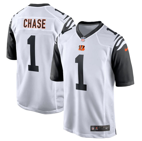 Men's Cincinnati Bengals #1 Ja'Marr Chase White Stitched Game Jersey