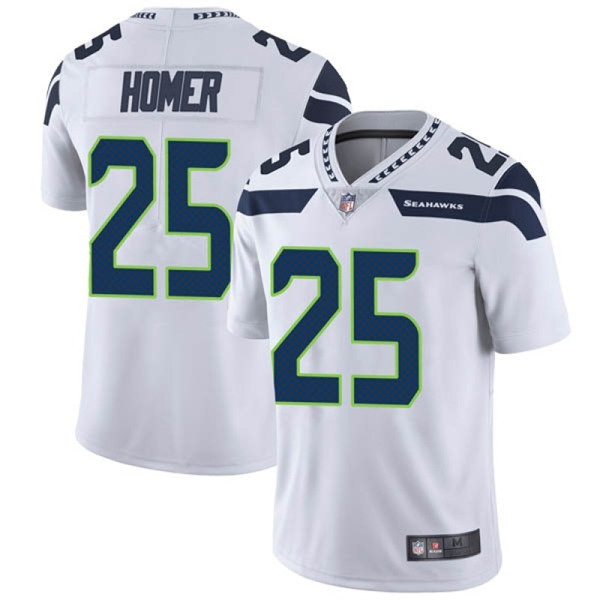 Men's Seattle Seahawks #25 Travis Homer White Vapor Untouchable Limited Stitched NFL Jersey