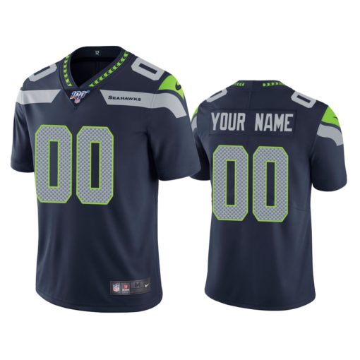 Men's Seahawks ACTIVE PLAYER Navy Vapor Untouchable Limited Stitched NFL 100th Season Jersey.