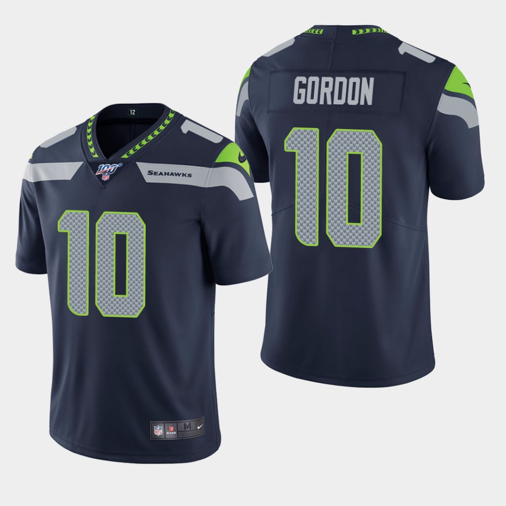 Men's Seahawks 10 Josh Gordon Navy 100th Season Vapor Limited Stitched NFL Jersey