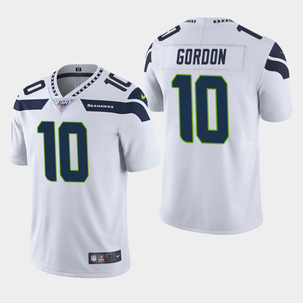 Men's Seahawks 10 Josh Gordon White 100th Season Vapor Limited Stitched NFL Jersey