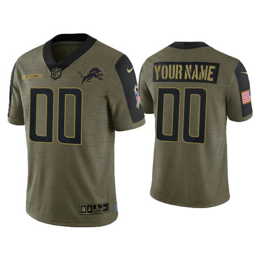 Men's Detroit Lions ACTIVE PLAYER Custom 2021 Olive Salute To Service Limited Stitched Jersey