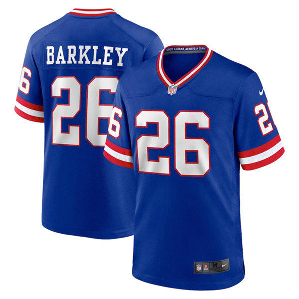 Men's New York Giants #26 Saquon Barkley Royal Stitched Game Jersey