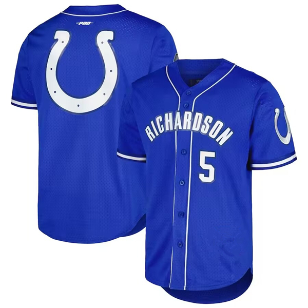 Men's Indianapolis Colts #5 Anthony Richardson Royal Stitched Baseball Jersey