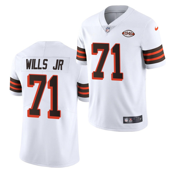 Men's Cleveland Browns #71 Jedrick Wills Jr. White 1946 Collection Vapor Stitched Football Jersey (Check description if you want Women or Youth size)