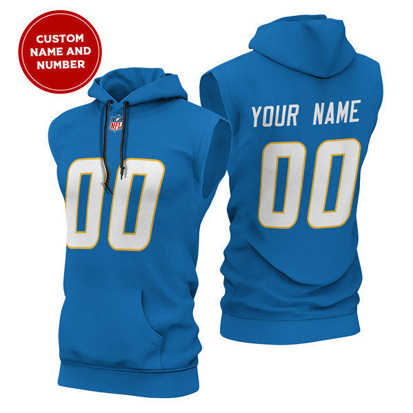 Men's Los Angeles Chargers Customized Blue Limited Edition Sleeveless Hoodie
