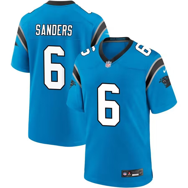 Men's Carolina Panthers #6 Miles Sanders Blue Stitched Game Football Jersey