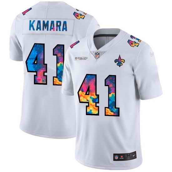 Men's New Orleans Saints Saints #41 Alvin Kamara White Crucial Catch Limited Stitched Jersey
