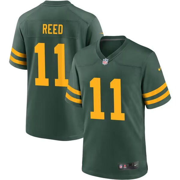 Men's Green Bay Packers #11 Jayden Reed Green Stitched Game Jersey