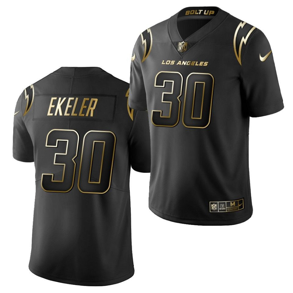 Men's Los Angeles Chargers #30 Austin Ekeler Golden Black Limited Stitched Jersey