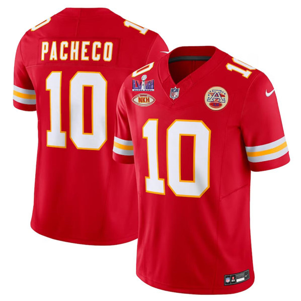 Men's Kansas City Chiefs #10 Isiah Pacheco Red 2024 F.U.S.E. Super Bowl LVIII Patch With "NKH" Patch Vapor Untouchable Limited Football Stitched Jersey