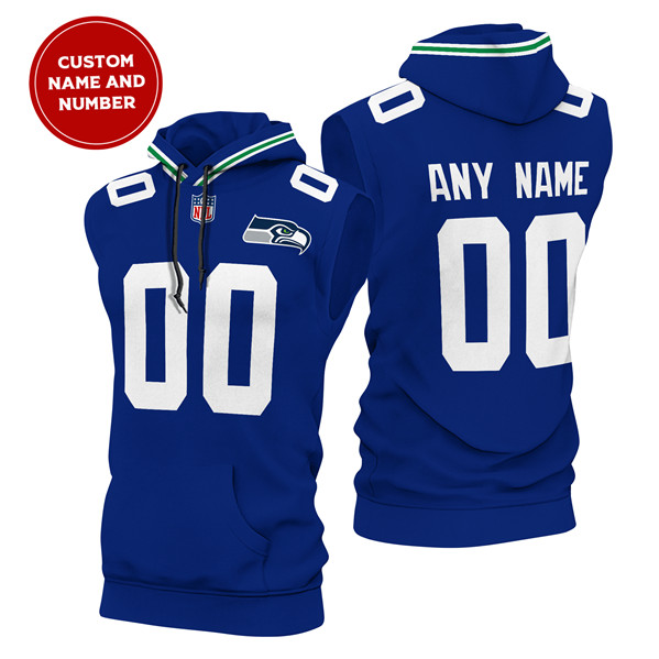 Men's Seattle Seahawks Customized Royal Limited Edition Sleeveless Hoodie