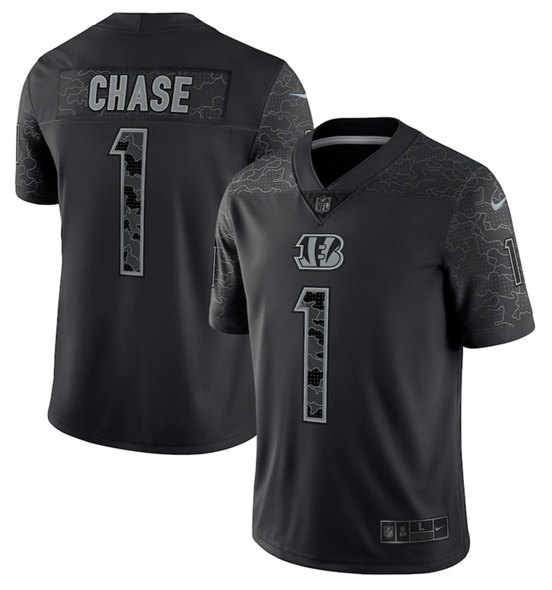Men's Cincinnati Bengals #1 Ja'Marr Chase 2022 White/Black Split Super ...